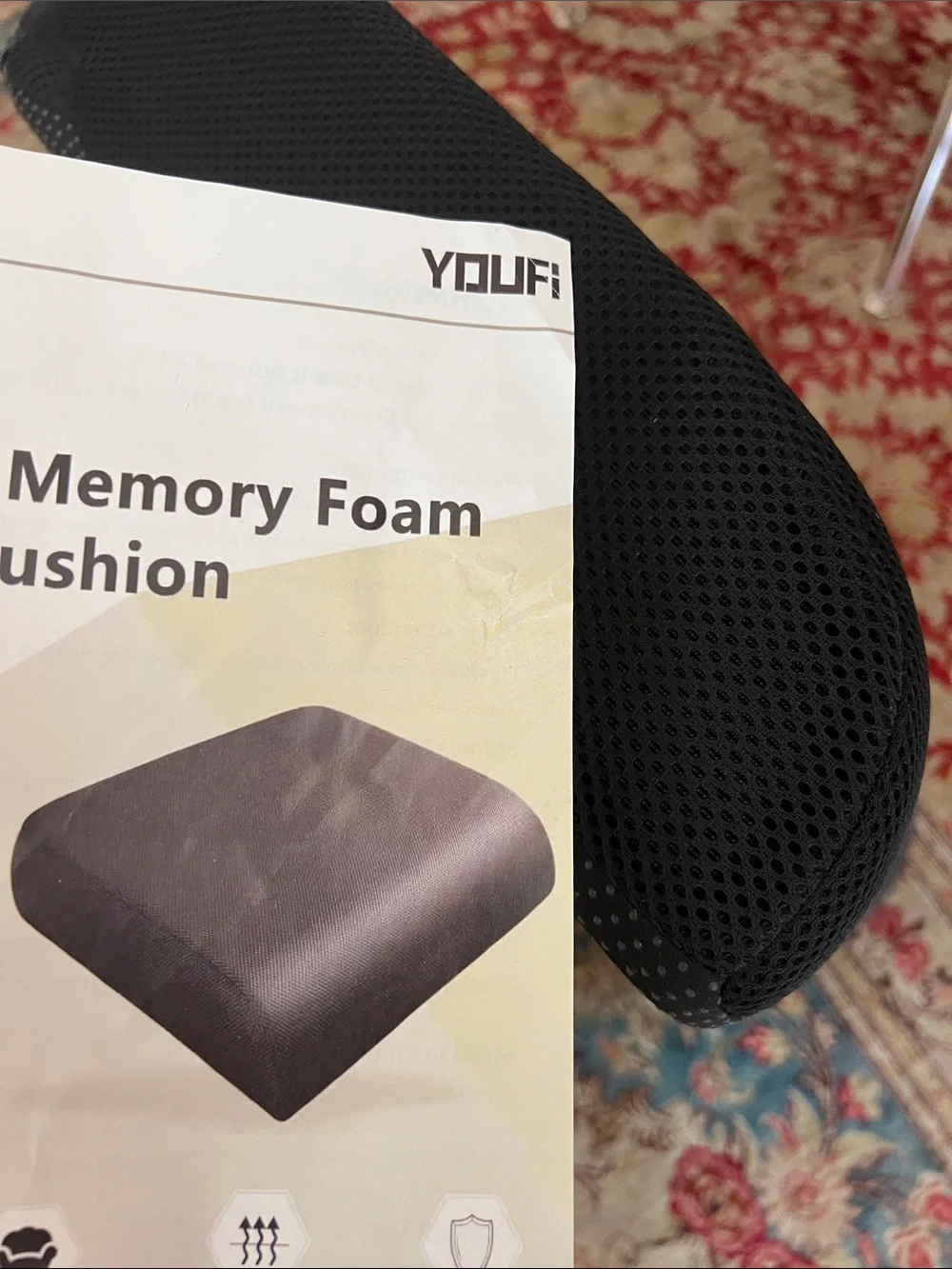NEW Black Gel & Memory Foam Seat Cushion - Portable Support